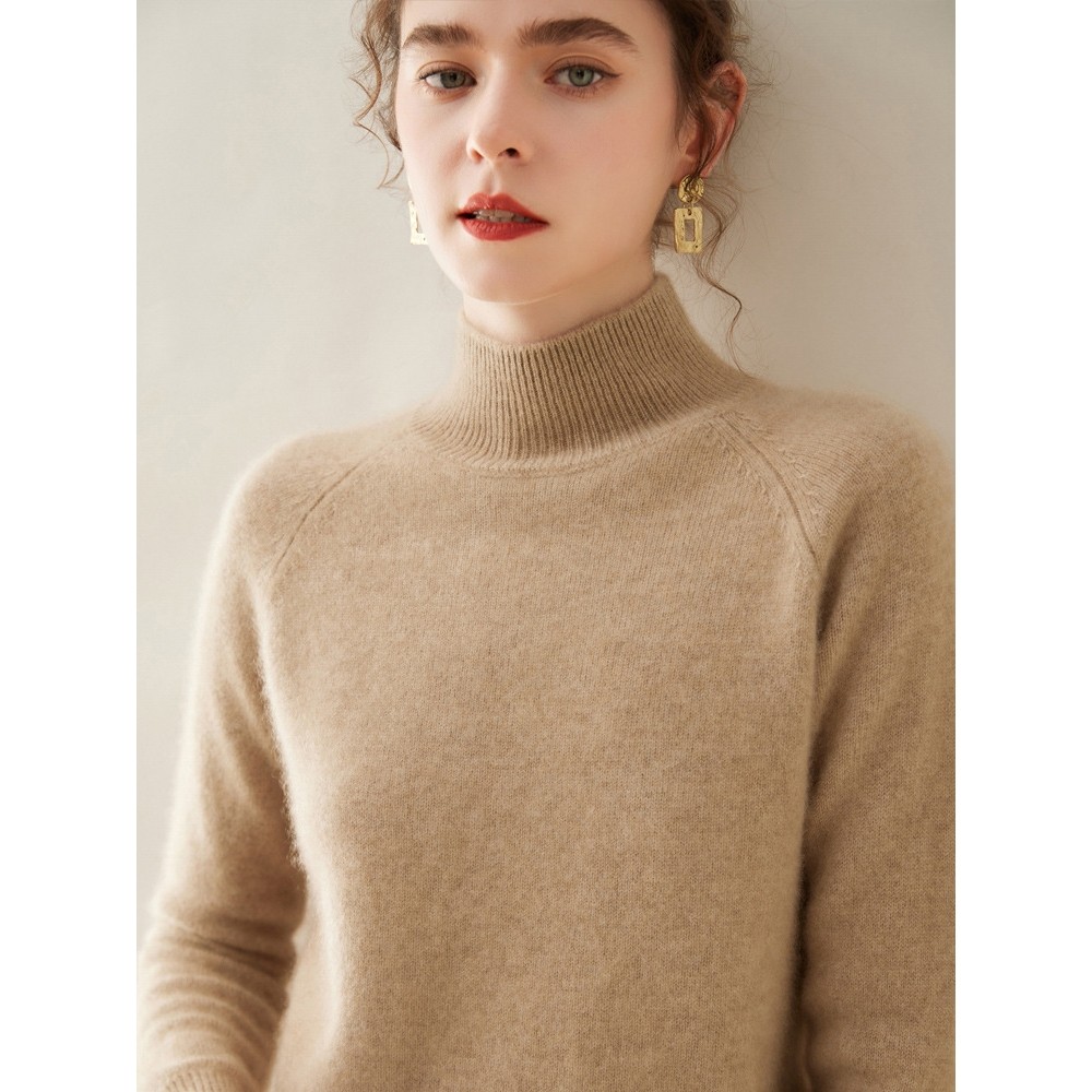 香港潮牌2025秋冬款半高领纯色山羊绒衫女加厚毛衣插肩袖宽松简约,女装/女士精品,羊绒衫,淘宝优惠券,粉丝福利购,淘宝优惠卷