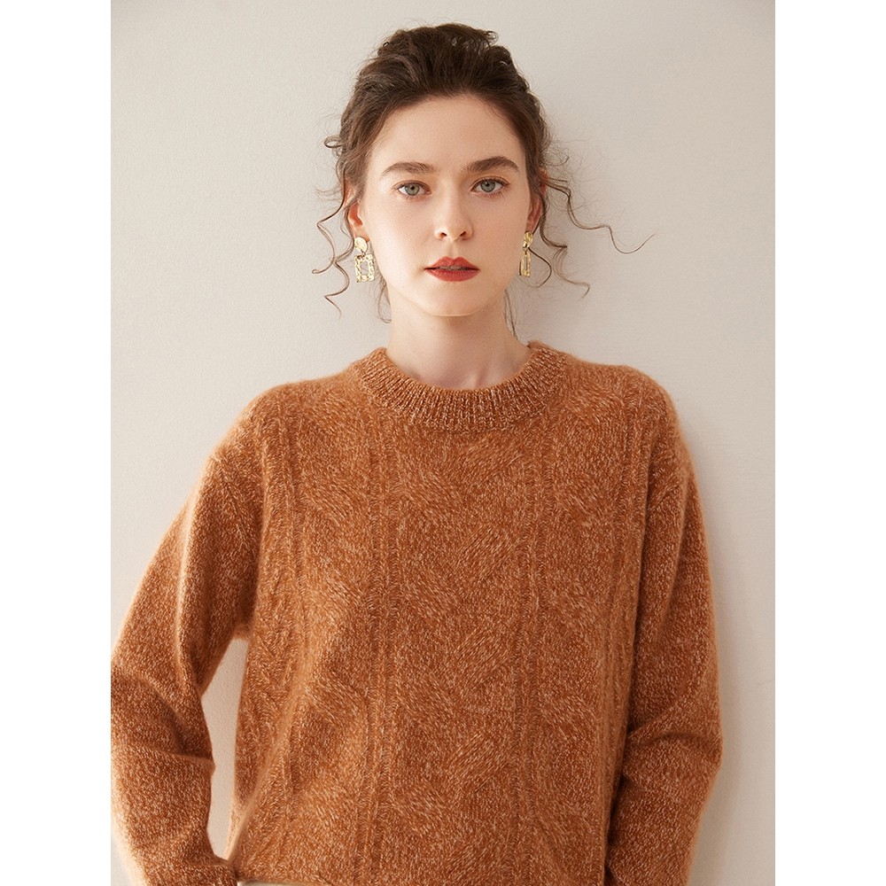 香港潮牌2025秋冬季新款山羊绒衫女圆领花纱重磅加厚套头宽松针织,女装/女士精品,羊绒衫,淘宝优惠券,粉丝福利购,淘宝优惠卷