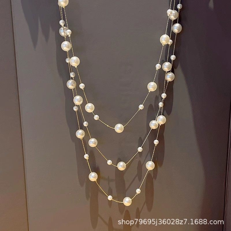 香港潮牌珍珠毛衣链女长款配饰气质满天星设计感多层旗袍2022年新,珠宝/钻石/翡翠,颈饰,淘宝优惠券,粉丝福利购,淘宝优惠卷