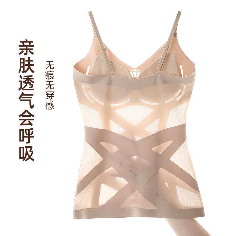 塑型美体塑身上衣夏新款无痕网纱收腹背心免穿文胸托胸束身美背女