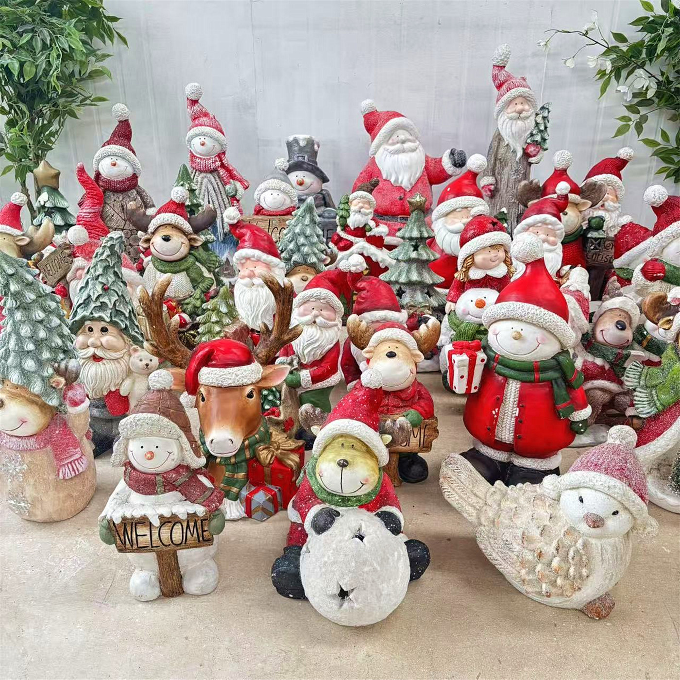 H.X 北欧风格庭院阳台花园室内圣诞系列氧化镁圣诞老人麋鹿摆件