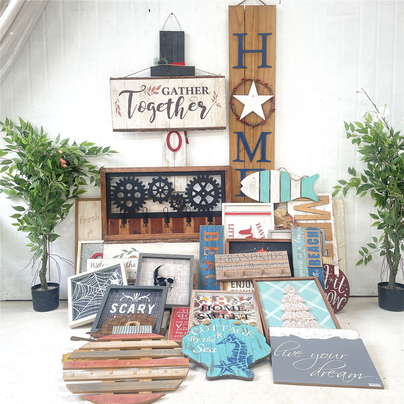 北欧简约风实木玄关玄关装饰壁饰