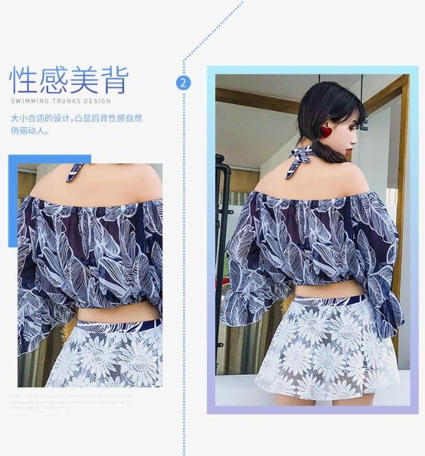 Áo tắm nữ ba mảnh bikini áo tắm của phụ nữ váy váy chia áo tắm áo tắm học sinh bảo thủ váy bơi - Bộ đồ bơi hai mảnh đồ bơi 2 mảnh cổ yếm	