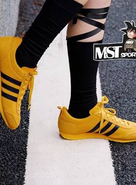 Adidas阿迪达斯VS JOG柠檬黄反毛皮女子低帮T头运动休闲鞋JS1122