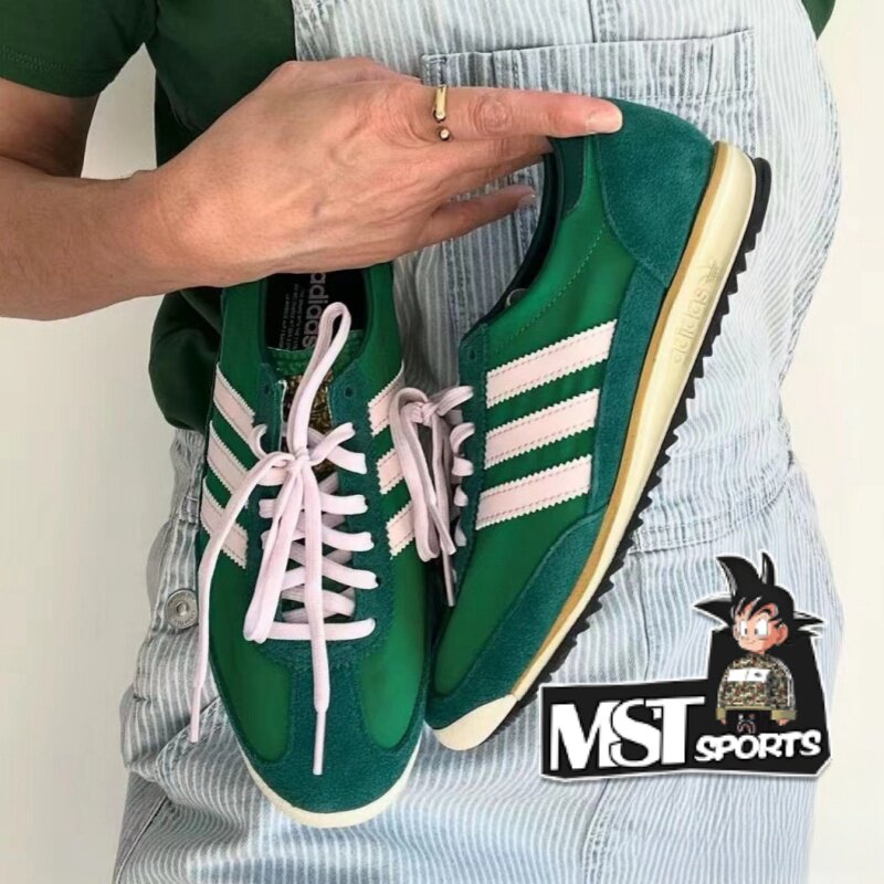 Adidas三叶草孔雀绿T头休闲鞋