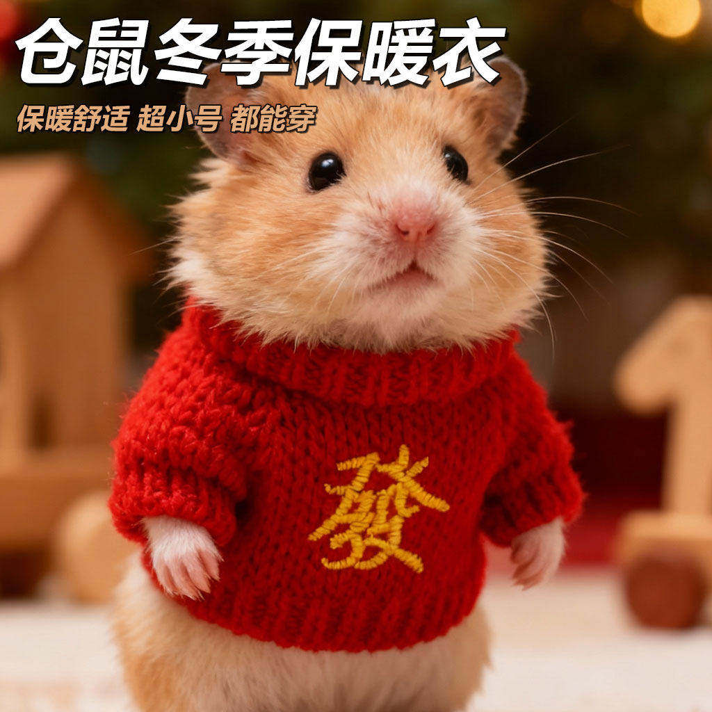 仓鼠新年专用小衣服金丝熊小毛衣蜜袋鼬可爱冬天保暖玩偶针织便宜