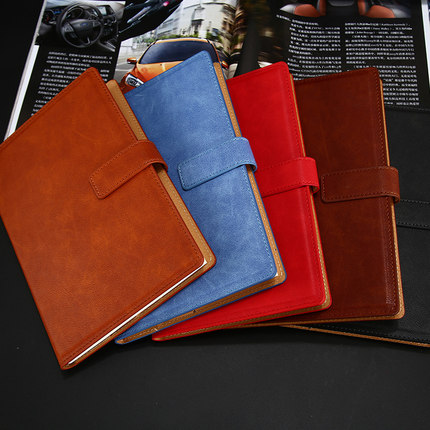 A5商务皮面带扣笔记本文具本子简约加厚学生日记本记账本子定制LOGO