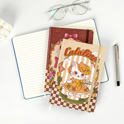 莫奈油画笔记本文艺复古手账本高颜值手帐本女孩本子加厚精装摘抄本精致磁扣本日记本记事本彩页小学生文具