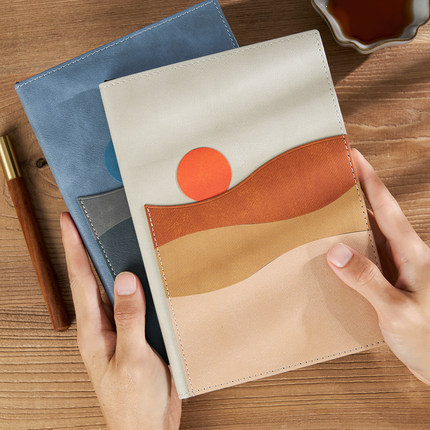 高颜值商务办公笔记本子文艺青年简约便携随身工作记事本子精致高级感加厚封面定制可印logo会议记录手账本