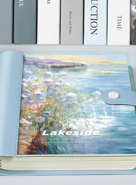 A5油画按扣本复古活页记事本彩页高颜值插画手账本随身文艺日记本个性创意精美文艺学生用笔记本子女生手帐本