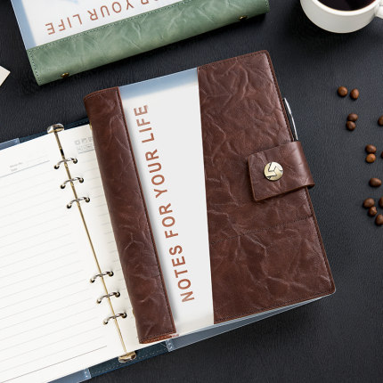 商务软皮活页笔记本高档头层牛皮A5记事本可拆卸活页替芯加厚办公会议记录本创意定制logo男士女士商务笔记本