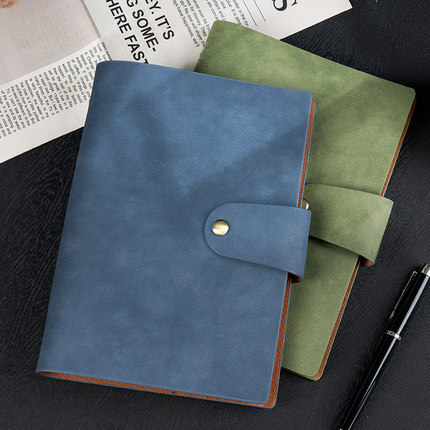 活页笔记本子商务工作简约ins软皮活页夹可拆卸外壳不咯手a5会议记录本日系记事本礼盒定制封面可印logo刻字