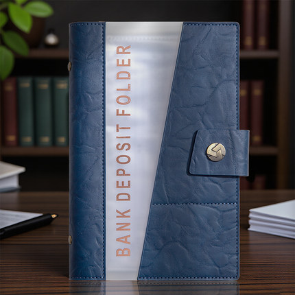 活页存单收纳本皮质按扣票据存单夹存款单支票收纳夹存折定期银行存单夹票据夹多功能多用途票据存单夹可定制
