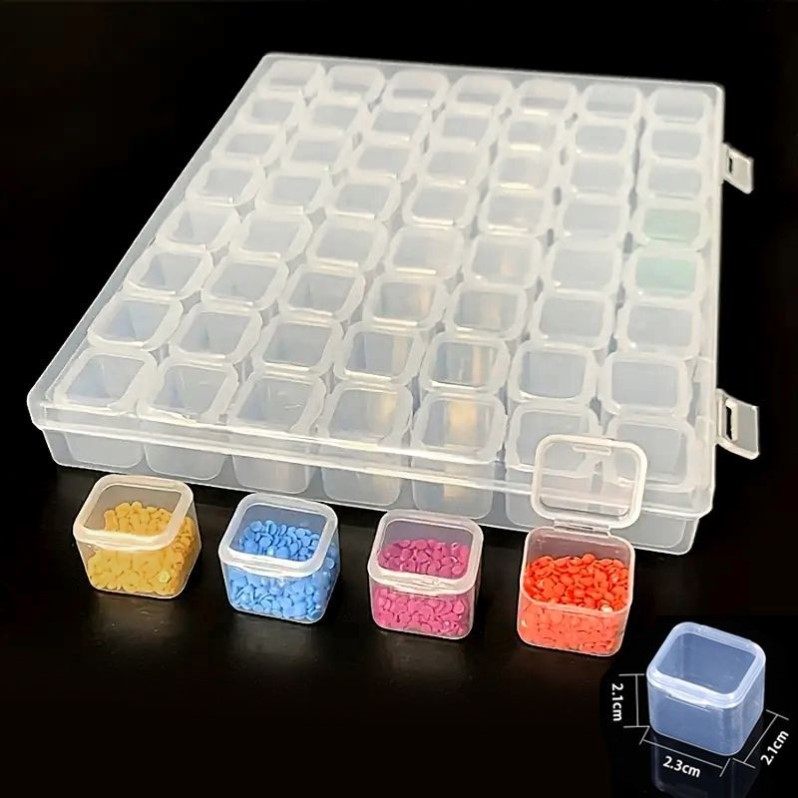 拼豆收纳瓶钻石画分装盒28/56格饰品密封独立美甲分钻盒十字绣具