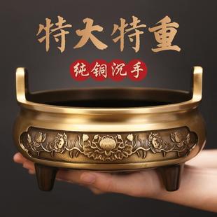 香火铜炉黄铜家用室内供奉炉供佛烧香炉线香炉上香焚香大号宣德炉