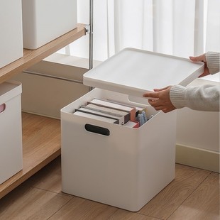 正方形格子收纳盒莱卡柜子书柜直角储物盒家用带盖玩具杂物整理箱