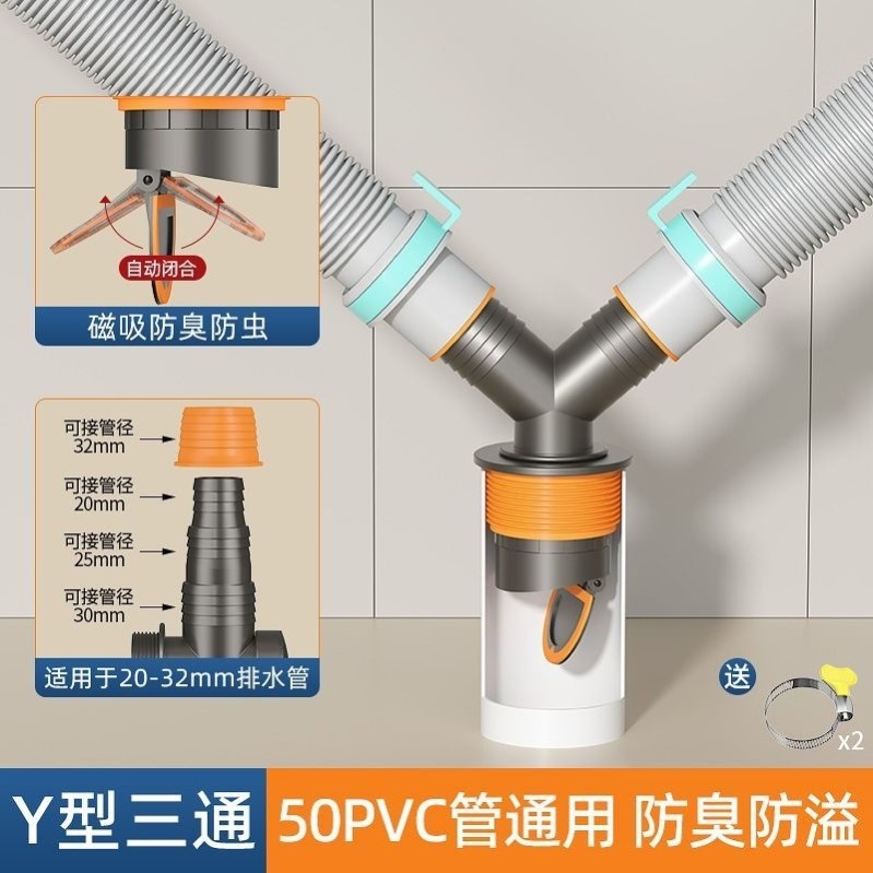 洗衣机排水管防臭三通面盆下水管
