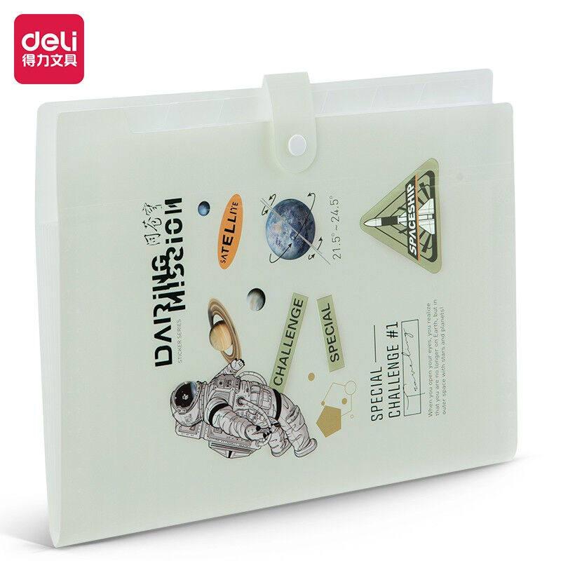 DELI 5290 오르간 가방 A4 다층 폴더 학생 분류 저장 파일 가방 8 그리드 시험지 폴더 정보 가방