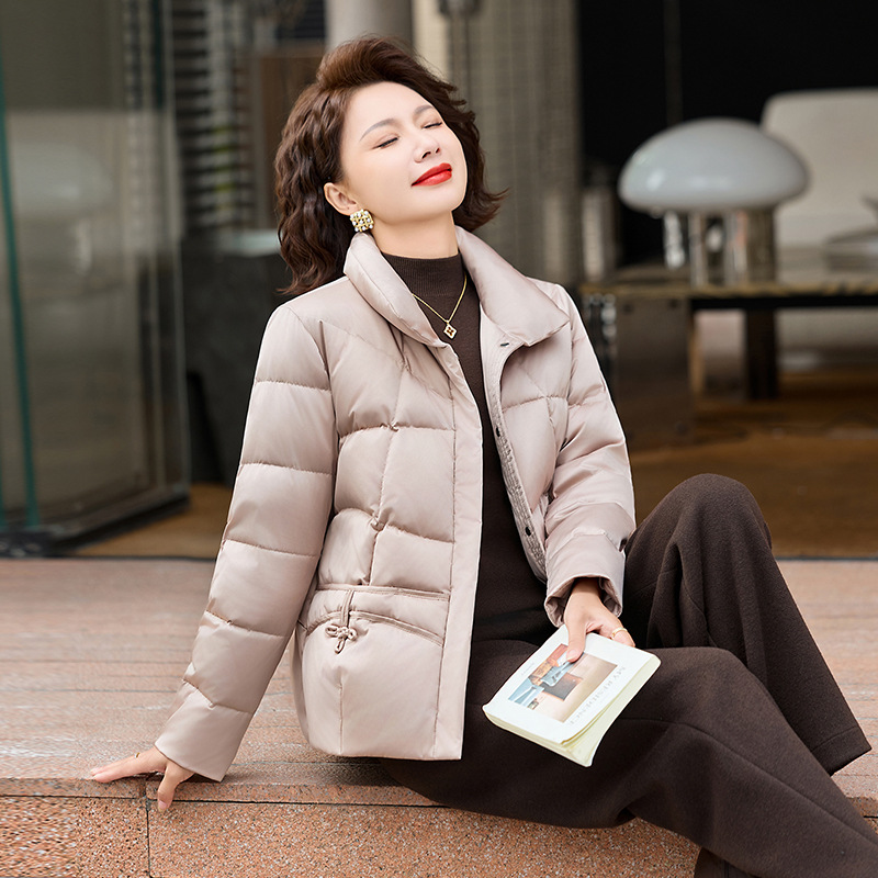 恒源祥官方正品洋气中老年冬装妈妈羽绒服女装90白鸭绒小个子老年