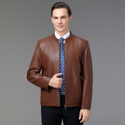 恒源祥官方正品海宁皮衣男加绒加厚翻皮衣皮夹克2025年冬季保暧中