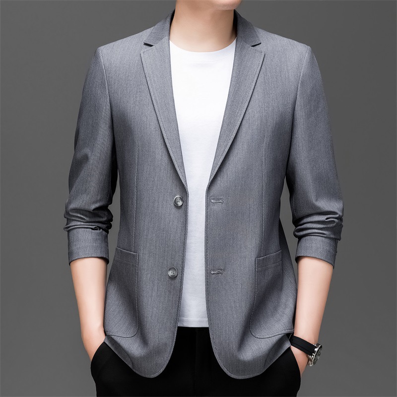 恒源祥官方正品男装西服2024春季时尚都市长袖超修身纯色百搭款中