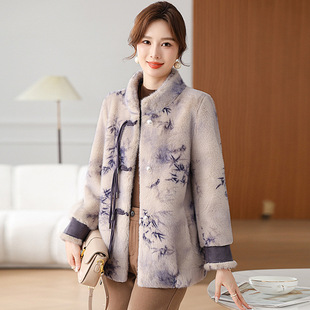 洋气中国风盘扣外套中老年女秋冬季 恒源祥官方正品 2024年妈妈冬装