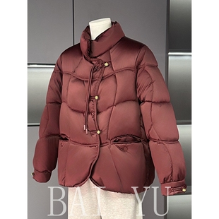 恒源祥新中式妈妈冬季羽绒棉服短款喜婆婆婚宴冬装中老年人冬天外