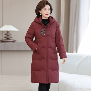 恒源祥官方正品 羽绒服妈妈白鸭绒棉衣加厚长 老年人棉袄女奶奶冬装