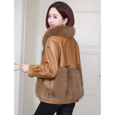 恒源祥官方正品2024冬季海宁皮草狐狸毛领皮衣时尚显瘦加厚保暖女