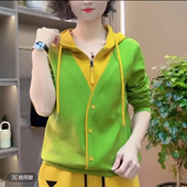 恒源祥卫衣女2025新款 连帽中年女士宽松大码 假两件休闲百搭春秋外