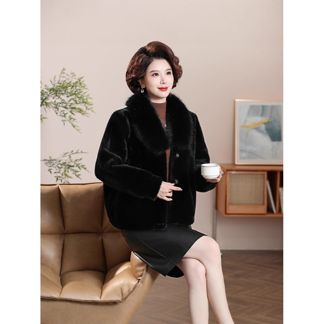 恒源祥官方正品仿狐狸毛水貂毛皮草皮衣女秋冬新款毛领加厚百搭时