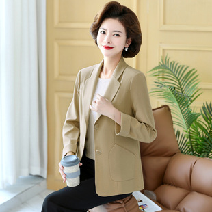 恒源祥中老年妈妈西装短外套洋气40岁50阔太太薄款春秋装小西服上