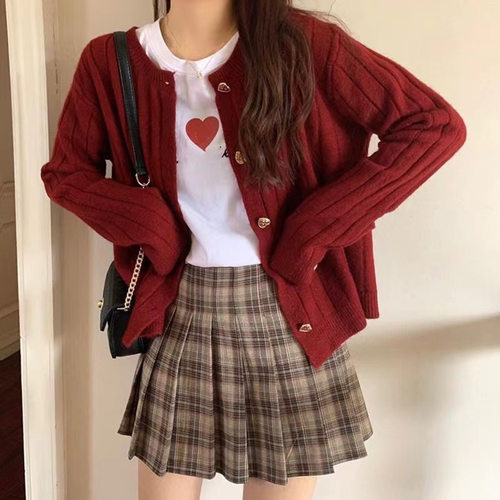women's Knitted cardigan ladys buttons loose sweater top