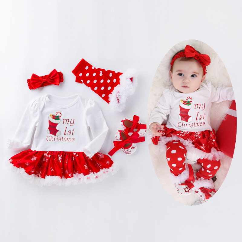 New Christmas Year Baby Party Dress Baby Winter Long skirt