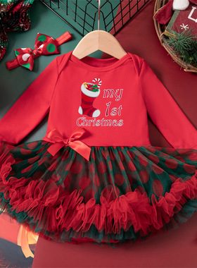 Autumn winter Christmas long sleeved princess dress baby