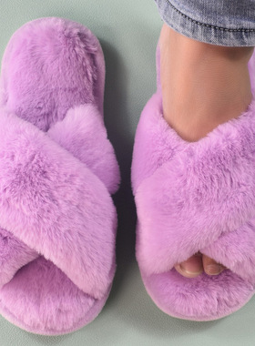 women flat sandals ladies shoes slippers毛绒休闲女士拖鞋新款