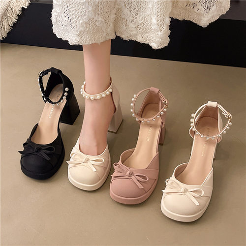 Rough heeled Mary Jane shoes for women's spring summer shoes
