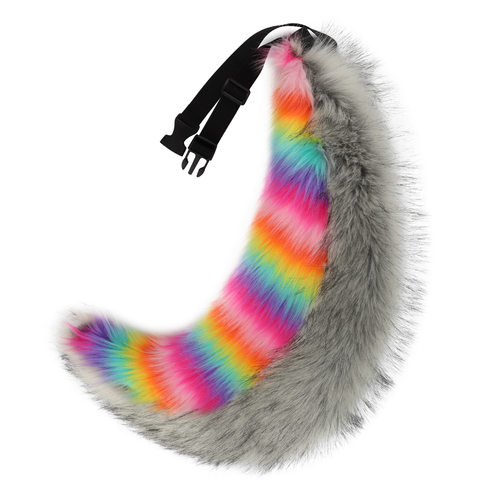 Halloween handmade plush fox tail rainbow beast tail costume