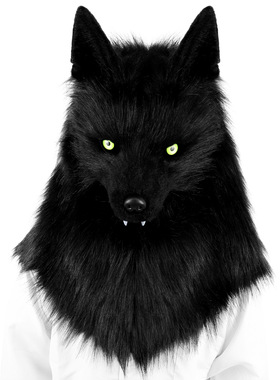 Halloween plush canine wolf head full face mask exhibition