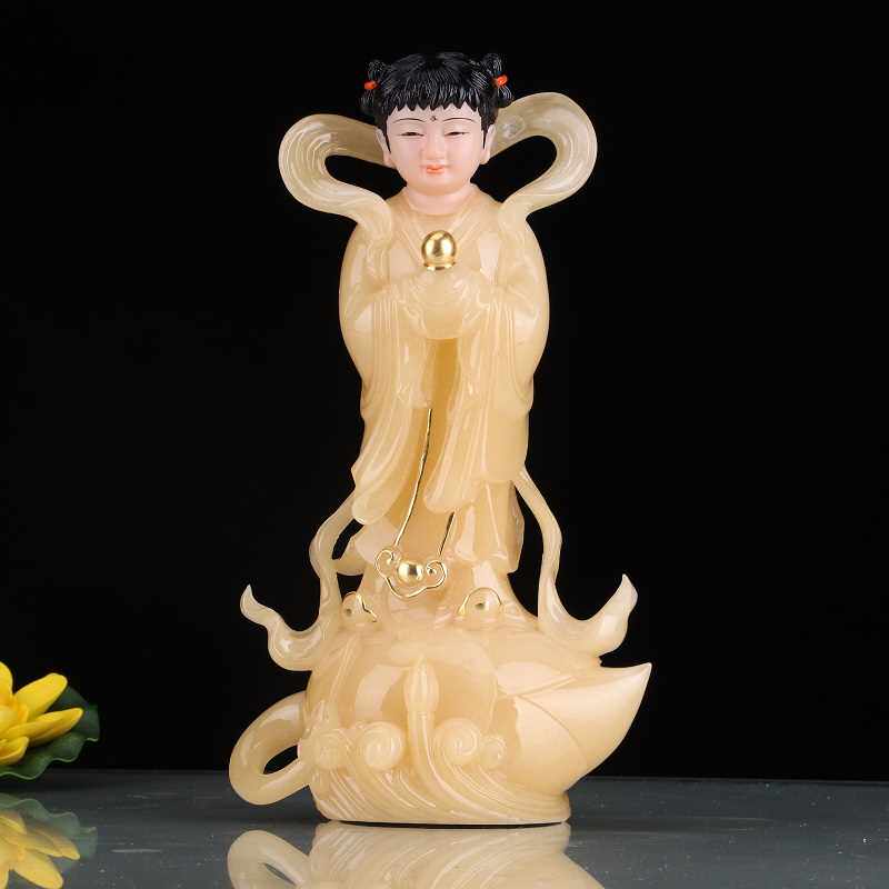 正品汉白玉金童玉女佛像 善财童子龙女佛像 观音协侍童子佛堂供奉