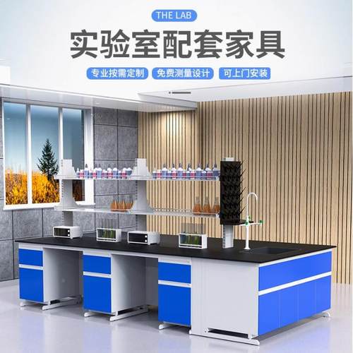 全钢实台工作台防GX-SYT88腐试验钢木中央台边操台通风橱柜化验验