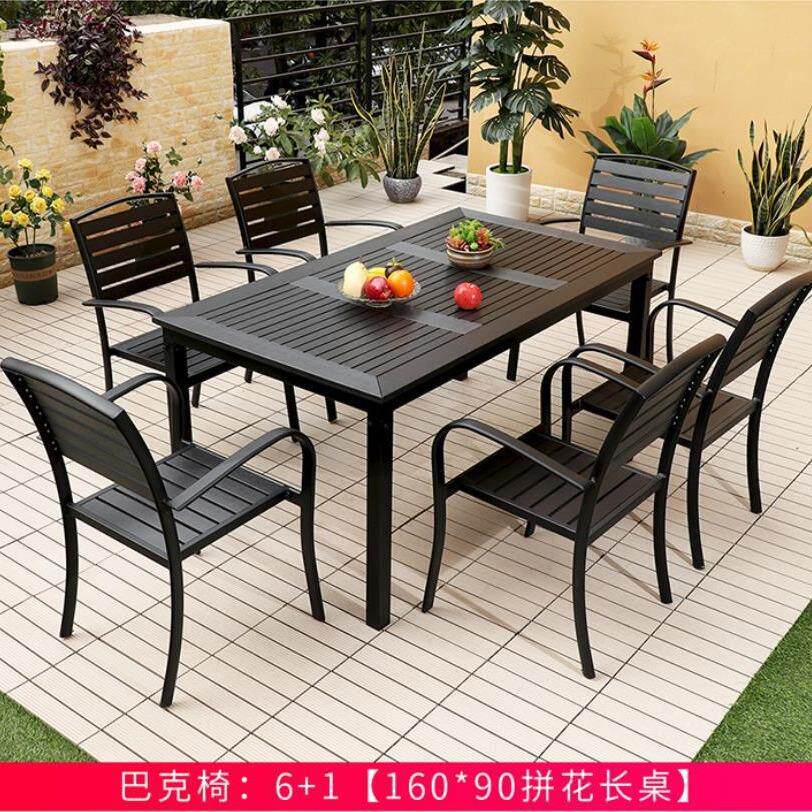 外塑木桌椅庭院防木室外休闲桌花腐园露天餐阳咨询客服户台咖啡厅