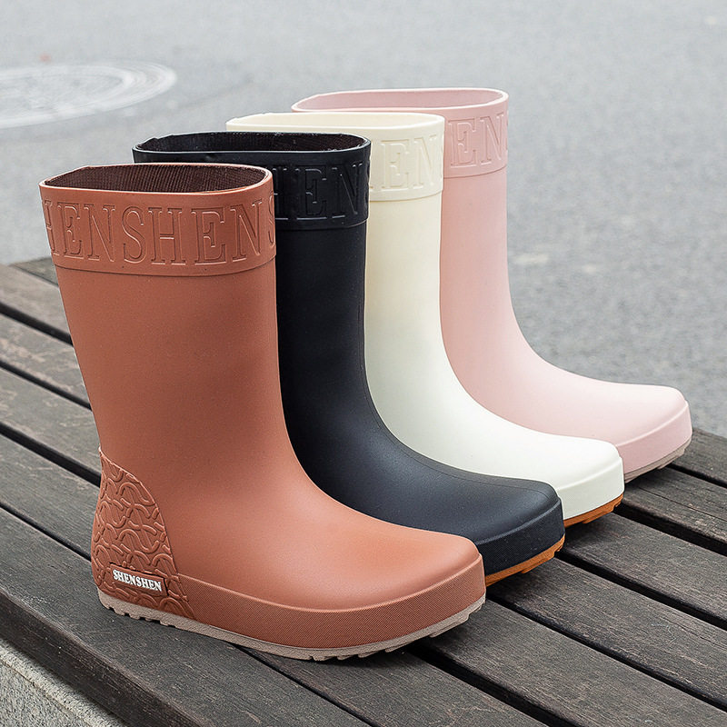 德国精工时尚中筒雨鞋女外穿防滑水鞋外贸保暖雨靴 高筒水鞋出口