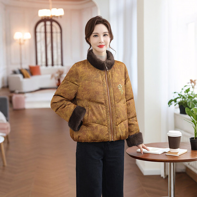 恒源祥新中式妈妈羽绒服高级感冬装外套2025新款中老年白鸭绒国风