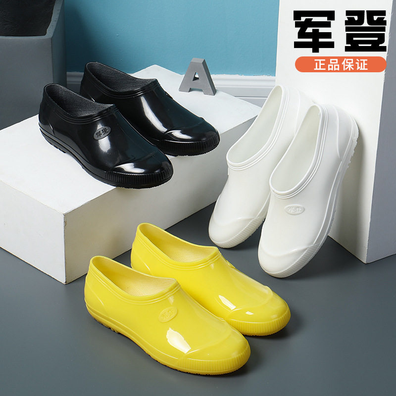 德国精工跨境塑胶牛筋底雨鞋男工作鞋低帮短筒防滑厨房鞋男式胶鞋