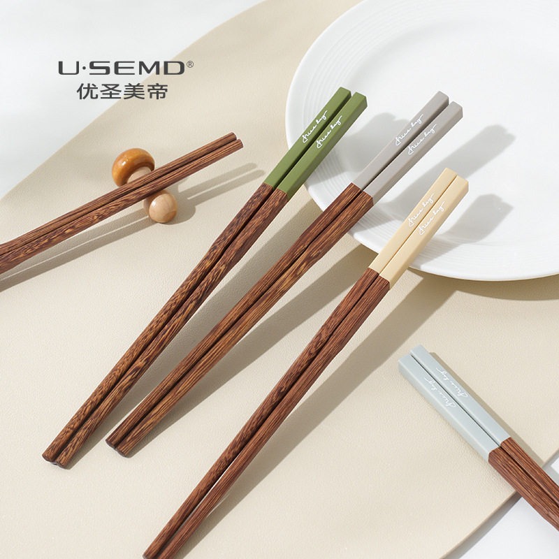 德国精工爆款品鸡翅木筷家用五色分餐筷子一人一筷鸡翅木原木筷原