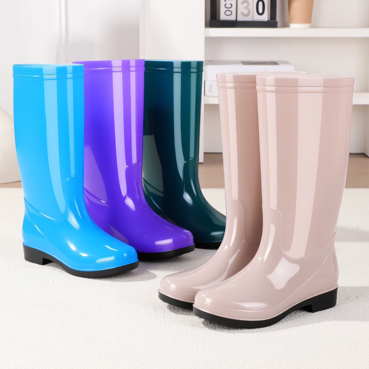 德国精工成人中筒雨鞋女款水鞋女防水防滑雨靴冬防水靴厨房防油胶