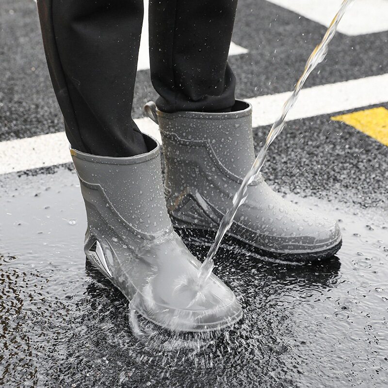 德国精工时尚束口雨鞋男士防滑中筒水鞋雨靴加绒保暖胶鞋收口工作