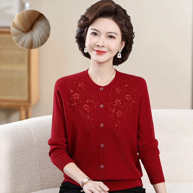 恒源祥纯羊毛衫高档妈妈洋气针织开衫外搭中老年婆婆女装春秋毛衣,男装,羊绒开衫,淘宝优惠券,粉丝福利购,淘宝优惠卷