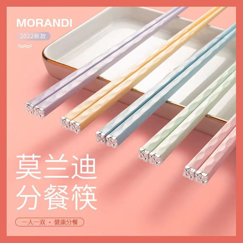 德国精工网红合金筷子10双家用抗菌防霉防滑高颜值马卡龙商用酒店